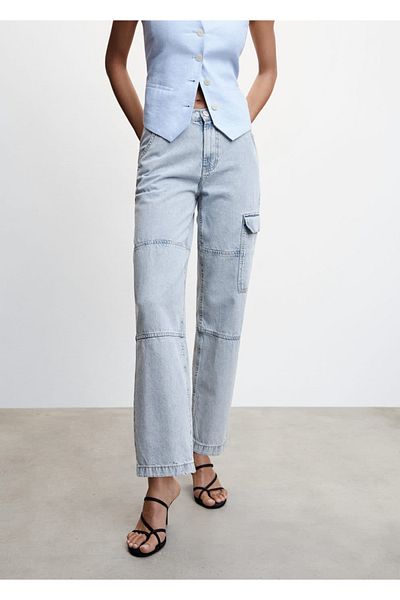 MANGO Woman Cargo-Jeanshose mit Taschen