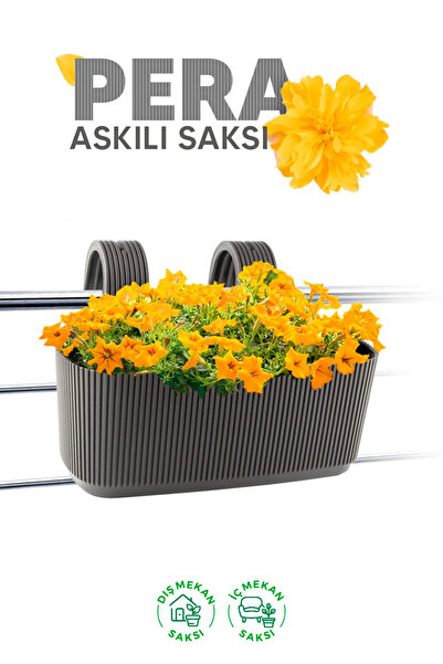TEMMUZ HOME Pera Askılı Saksı 3,2 Litre 29cm Plastik Bahçe Balkon Çit Küpeşte...