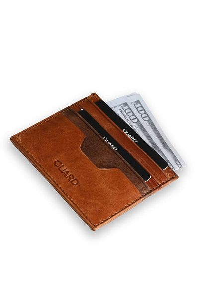 GUARD Genuine Leather Antique Tan - Brown Double Color Card Holder
