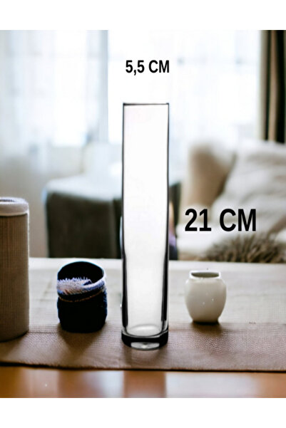 VERKFİ Dekoratif Silindir Ince Uzun Cam Vazo