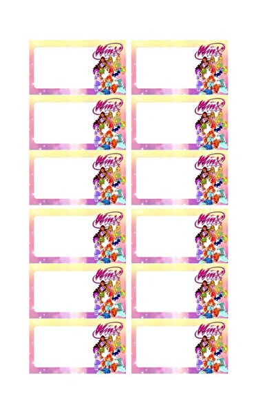 EyER Shoping Winx Club Kitap Defter Okul Etiketi 48 Adet Kesimli(ad-soyad ist...