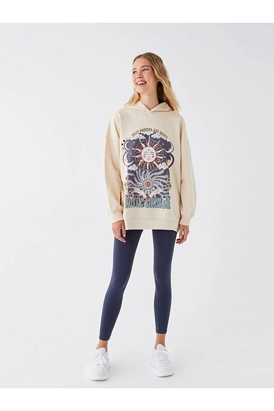 LC Waikiki LCW Oversize Women's Hoodie - Casual Printed, Long Sleeve