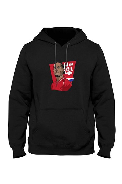 Pisa Art Φούτερ Virgil Van Dijk με στάμπα με κουκούλα με τσέπη καγκουρό Bll1211
