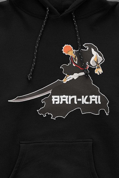 Pisa Art Anime Printed Unisex Pocket Oversize Φούτερ με κουκούλα Hoodie Bleach Ichigo