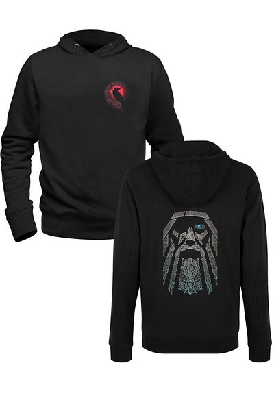 Pisa Art Φούτερ Vikings Digital Printed Μαύρο Μπροστινό Πίσω Τυπωμένο