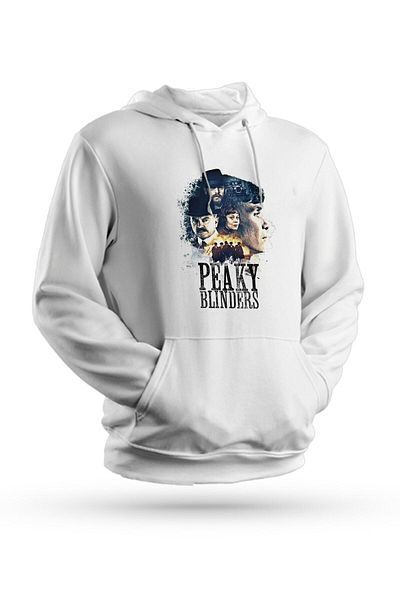 Pisa Art Φούτερ Peaky Blinders με στάμπα λευκό Unisex με κουκούλα