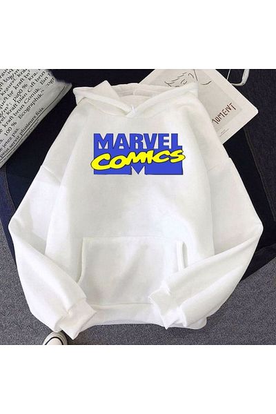 Pisa Art Λευκό φούτερ με κουκούλα New Season Marvel