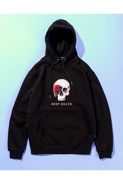 Pisa Art Φούτερ Death Printed Kangaroo Pocket Oversize