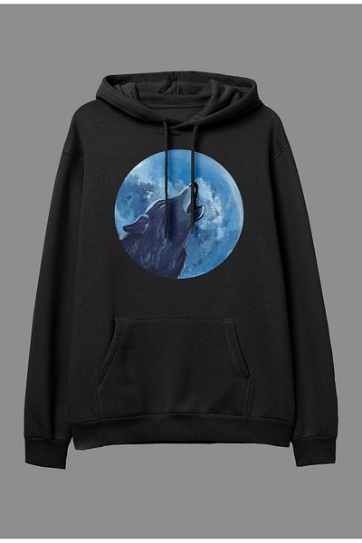 Pisa Art Φούτερ με κουκούλα με στάμπα Oversize Wolf Design