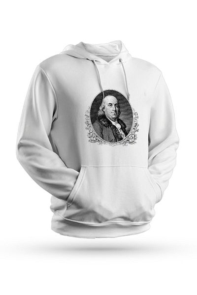Pisa Art Φούτερ Benjamin Franklin με στάμπα λευκό Unisex με κουκούλα