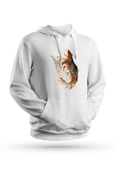 Pisa Art Φούτερ με κουκουβάγια με στάμπα λευκό Unisex με κουκούλα