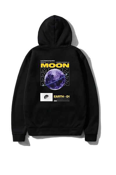 Pisa Art Φούτερ Unisex Black Moon με στάμπα Oversize