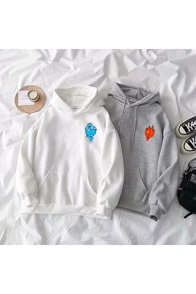 Pisa Art Φούτερ 2 τεμαχίων με συνδυασμό Fire & Water Printed Lover