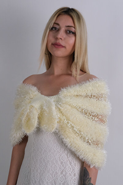 Deniz Marketim El Örgüsü Gelin Şalı Krem