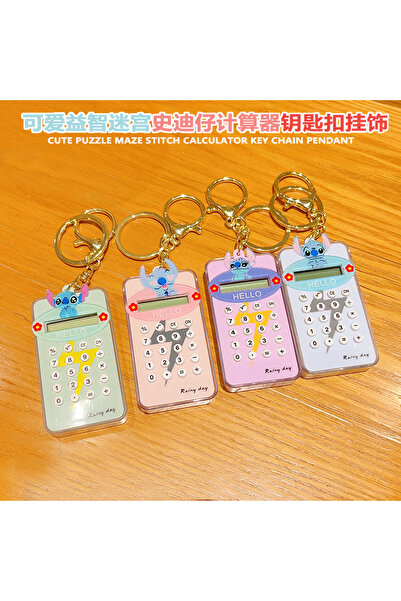 Janva Eğlenceli Çocuk Öğrenci Hesap Makinesi Arkası Oyunlu Çanta Aksesuarı Anahtarlık Karekterli pembe