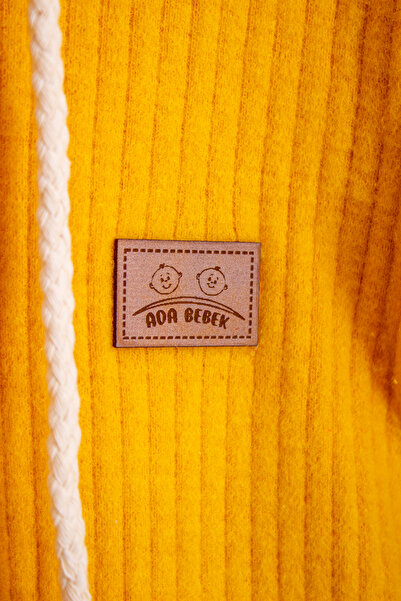 ADABEBEK %100 Pamuk Ahşap Düğmeli Kapşonlu Fitilli Tarz Şapkalı Bebek Tulum