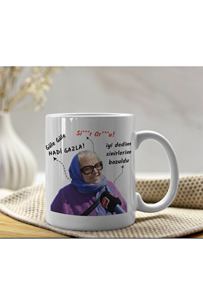 HobiShop Sinirlerim Bozuldu - İyi Didim - Affedersin Teyze - Röportaj Teyze - İyi Dedim Kupa Bardak GAZLA