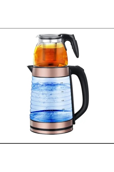 Alışverişhanem Demlikli Cam Kettle Su Isıtıcısı 2 Lt