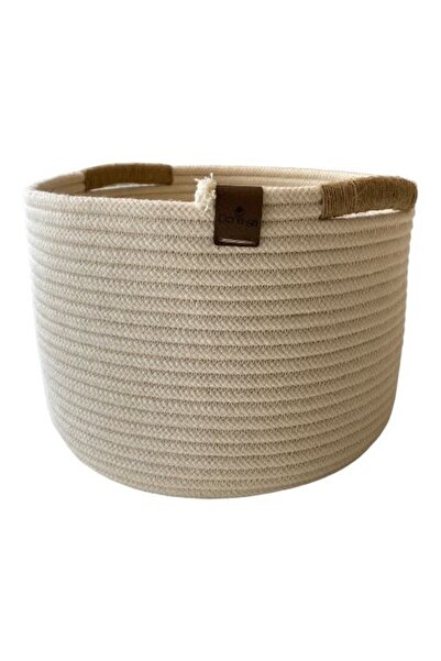 karelim home Multi-Purpose Decorative Organizer Jute Rope White Basket 25x18