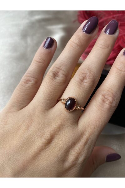 Venüs Doğal Taş Lal Taşı Diana Rose Gold Yüzük