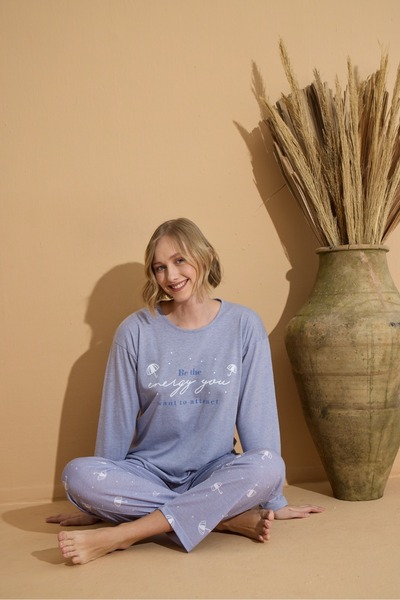 tissue Uzunkol Kadın Pijama Takımı %100 Pamuk