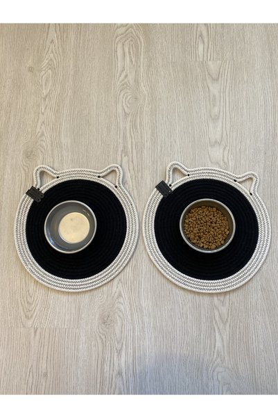NVSisters Krem Kedi Evcil Hayvan Mama Paspası / Pamuk Ip Hasır Kedi Mama Altlığı