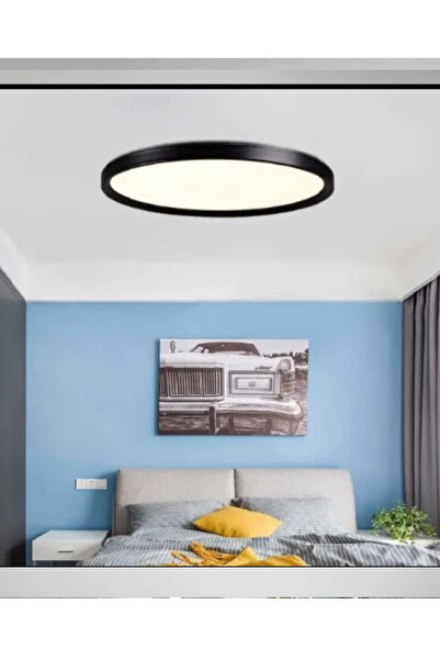 luxshome Sarı Işık Antrasit Kasa 24W Büyük Boy Tavana Sıfır Led Armatür Aplik Avize Ev Ofis İşyeri Salon Lamb