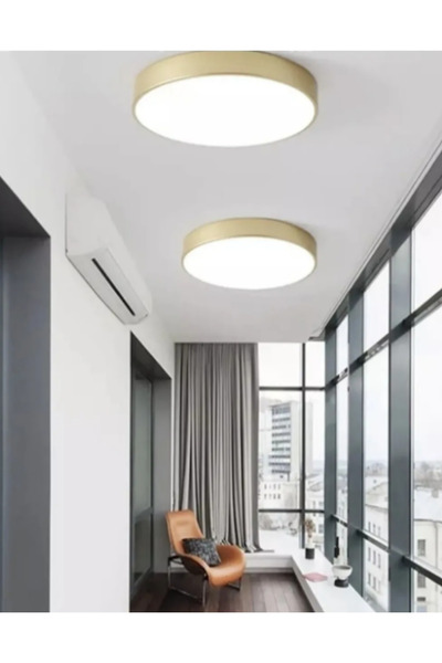 luxshome Sarı Işık Gold Altın Kasa 24W Büyük Boy Tavana Sıfır Led Armatür Aplik Avize Ev Ofis İşyeri Salon