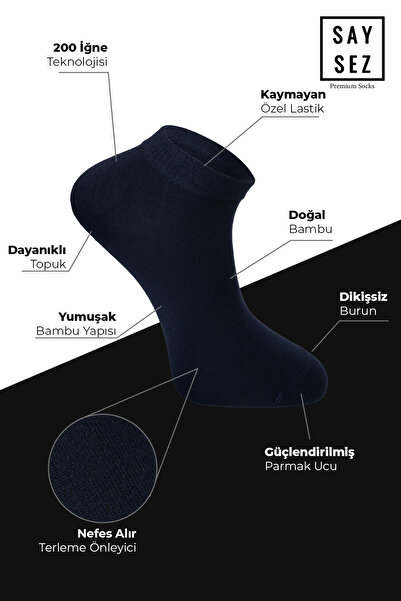 SAYSEZ Бамбукові чоловічі шкарпетки, прямі, без швів, преміум-якість, в коробці по 6 пар (2 чорні - 2 темно-сині - 2 димчасті)