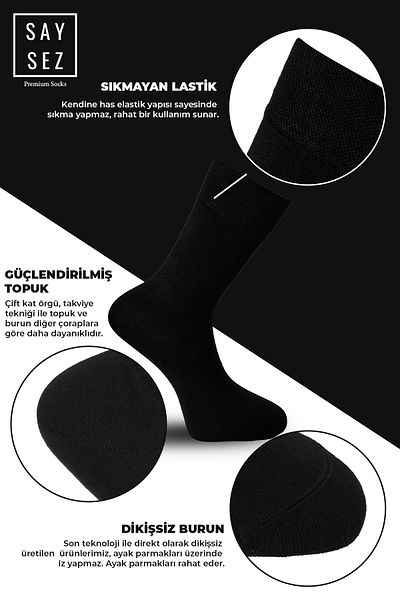 SAYSEZ Ανδρικές κάλτσες Bamboo Socket - Flat Assortment Premium κάλτσες, κουτί 6 (3 μαύρα και 3 σκούρα μπλε)
