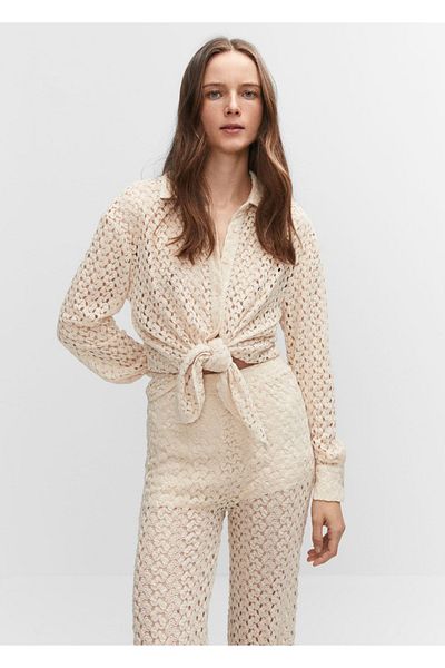 MANGO Woman Straight crochet pants