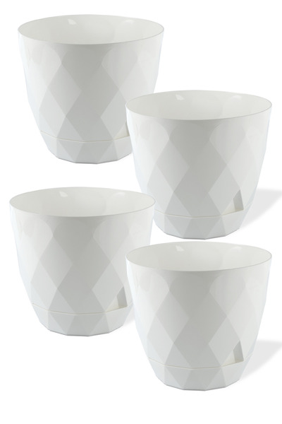 TEMMUZ HOME No 0 4 Adet Mini Boy Parlak Baklava Desenli Dekoratif Plastik Saksı