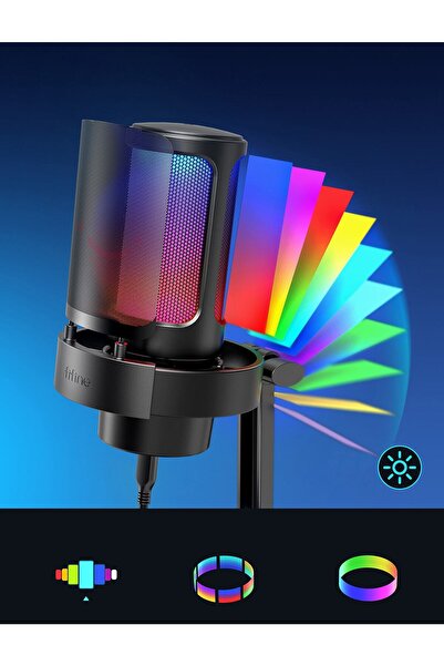 Fifine Ampligame A8 Usb Twitch Youtuber Yayıncı Oyuncu Bilgisayar Rgb Mikrofonu