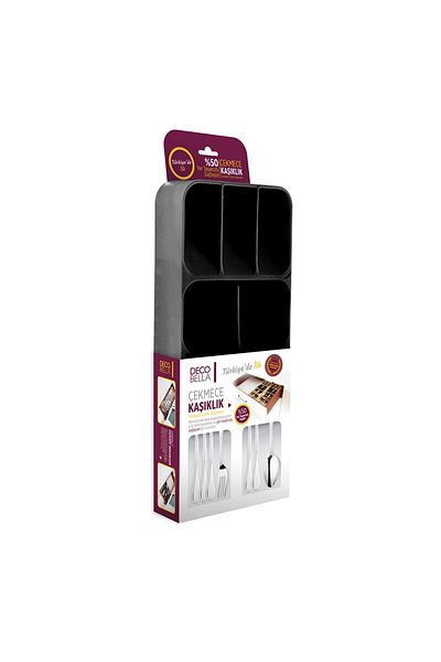 devigo Black 2-Piece Organizer Set - 2 Rows of Knives and 9 Compartment Drawer