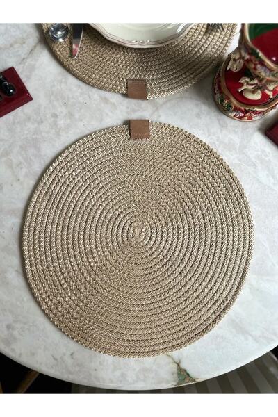 devigo 8'li Hasır Supla Örgü Amerikan Servis Tabak Tava Tencere Altlığı Bambu Sofra Servis Sunum