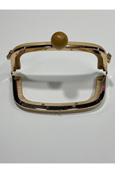 karantuhafiye Ahşap çanta bursu / Ahşap metalli burs / gold metalli / 20 cm