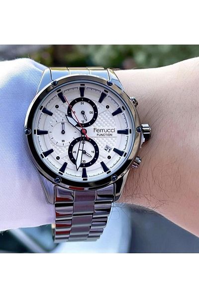 Ferrucci Men's Multifunctional Metal Band Wristwatch