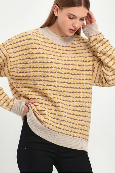 ALEXANDERGARDI PATTERNED HALF FISHER KNIT SWEATER (B23-5804)