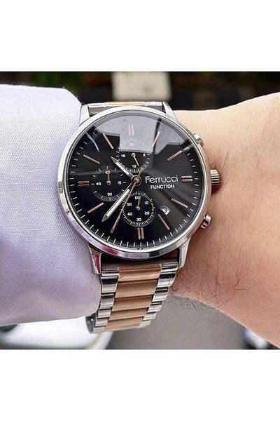 Ferrucci Men's Multifunctional Metal Band Wristwatch