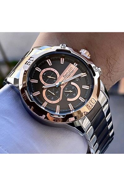 Ferrucci Men's Multifunctional Metal Band Wristwatch