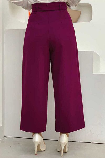Bym Fashion Zippered Waist Lace-up Trousers 0174 Purple