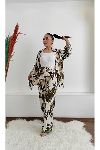 İpli Tied Patterned Kimono Set