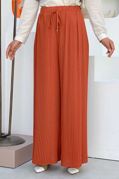Bym Fashion Waist Elastic Lacing Look Pleated Trousers 0129 Tile