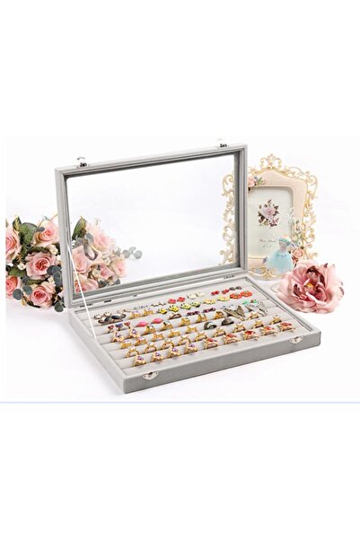Aydın Decor Ithal Cam Kapaklı Batırmalı Yuzuk Kutu Tabla (AYDINDECOR)
