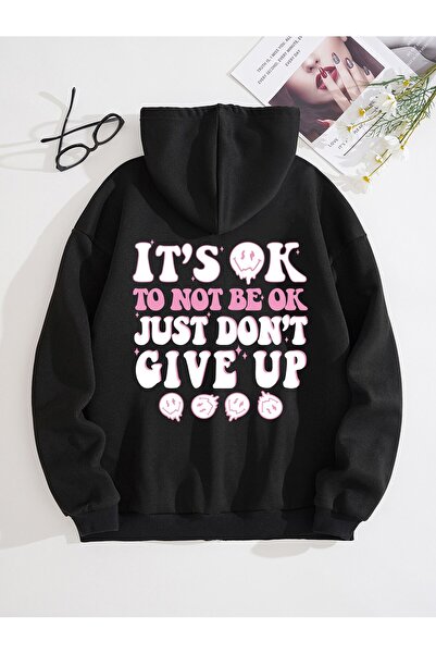 Adrift هودي بطبعة شعار بسحاب ورباط داخلي أسود