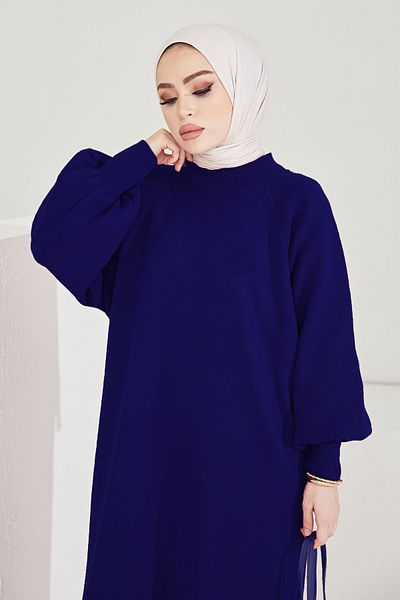 InStyle Hidžábové šaty s balonovým rukávem Mina - tmavě modrá