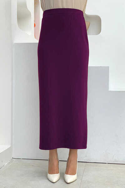 Bym Fashion Large Size Lycra Pencil Skirt with Elastic Waist 1074-1 Purple