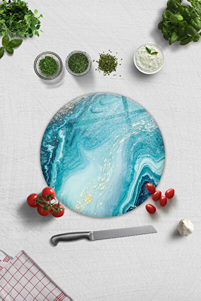 Decorita لوح تقطيع الزجاج - لوح تقطيع الزجاج |   نمط تركواز مع تفاصيل ذهبية |...