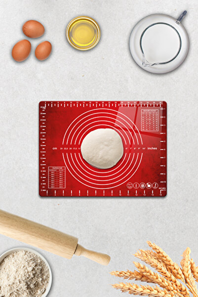 Decorita حصيرة لف العجين الزجاجية| نسيج أحمر| 30 سم × 40 سم