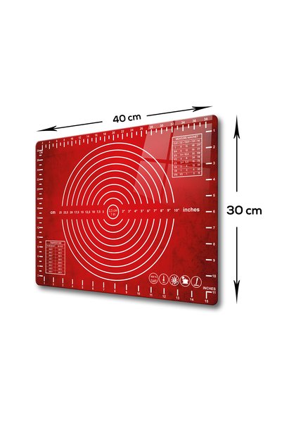 Decorita Glass Dough Rolling Mat| Red Texture| 30cm x 40cm